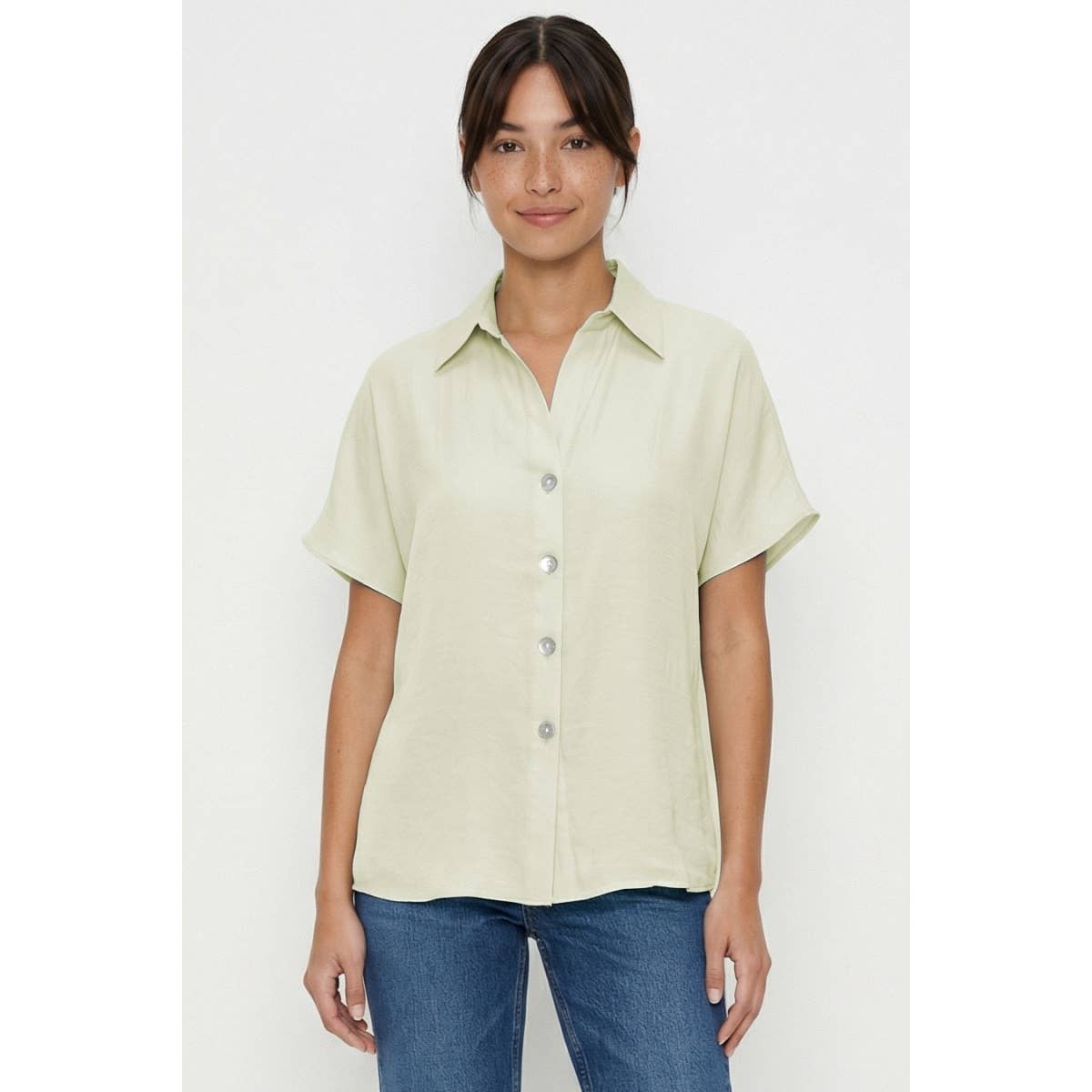 Minimalist Drop Shoulder Button Up Blouse