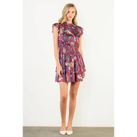 Heather -Smocked Waist Flutter Sleeve Dress