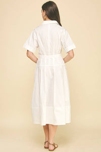 JADIE- COLLARED V-NECK MIDI DRESS