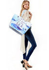 Tote de verano con estampado de ballenas "Let's Run Away To The Sea"