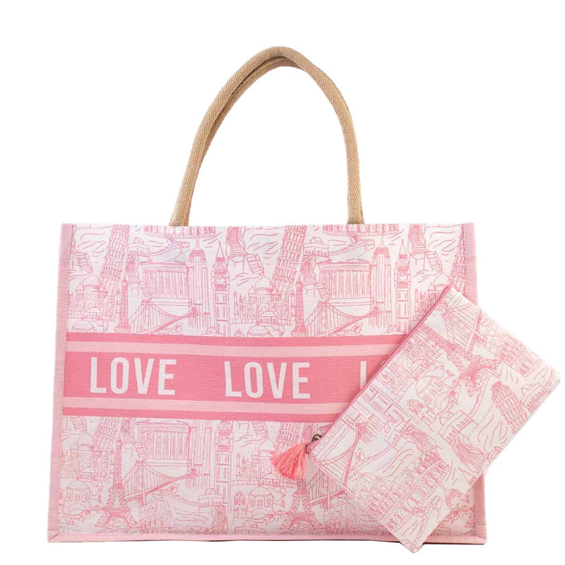 World of Wonder Juco Tote   White/Pink   19x14x7.5