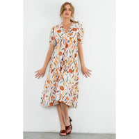 Sonia-Short Sleeve V Neck Floral Dress