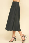 Lynne- Pleated A-Line Midi Skirt with Belt
