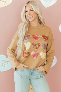 Madelyn- Floral Heart Stitched Exposed Seam Mineral Wash Sweatshirt