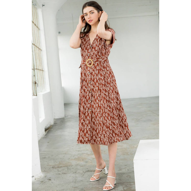 Hazel-Short Sleeve Button Down Dress