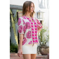 Ariana- Puff Sleeve Abstract Top