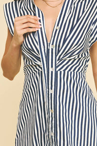 Saylor - Striped Button Down Midi Dress