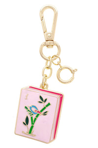 Mahjong Tile Enamel Bag Charm in Pink