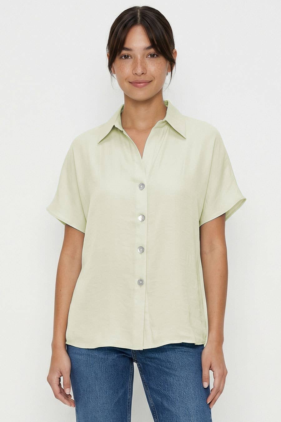 Minimalist Drop Shoulder Button Up Blouse