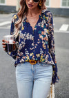 Floral Button Down Long Sleeve Blouse