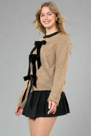 Bow Detail Knit Cardigan