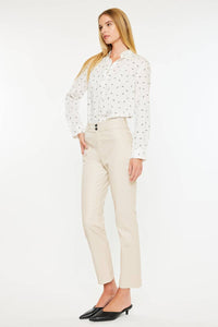 HIGH RISE SKINNY STRAIGHT CREAM PANTS
