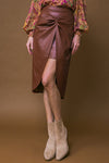 CHOOSE US LEATHER MIDI SKIRT