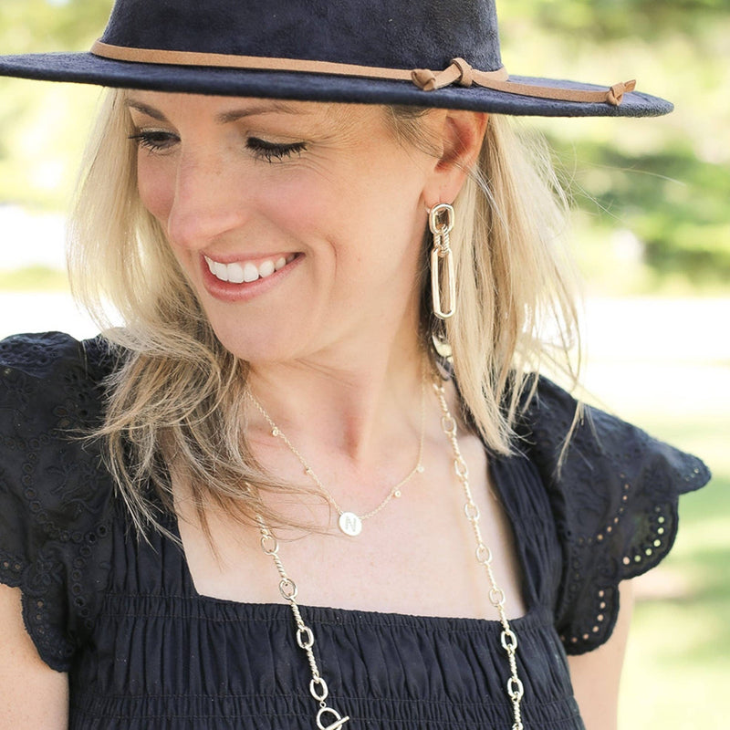 She's Spicy Link Statement Earrings in Gold: Gold