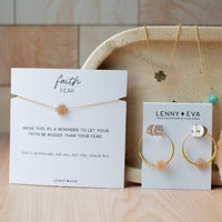 Faith Over Fear Cross Necklace-Sunstone