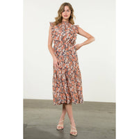 Alexis-Smocked Neck Ruffle Sleeve Maxi Dress