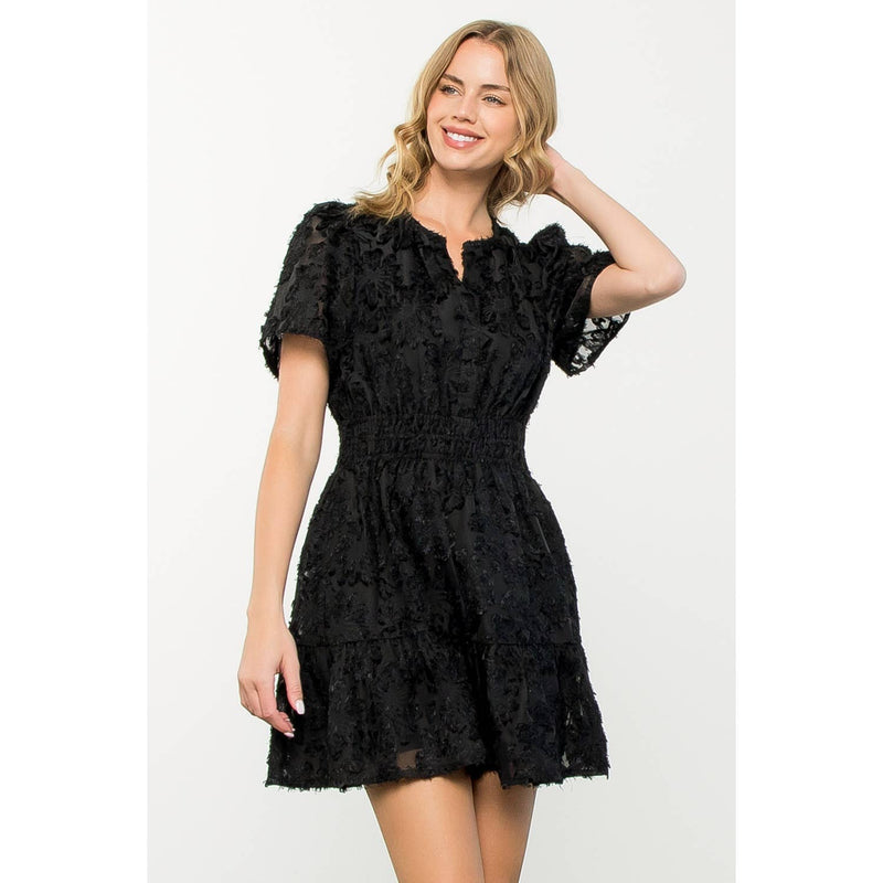 Rosalie-Fringe Detail Flutter Mini Dress