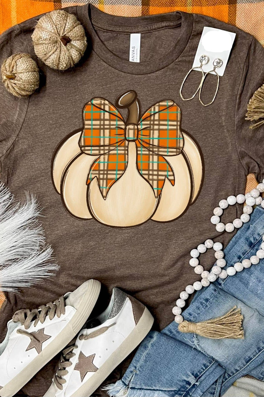 Cream Plaid Pumpkin