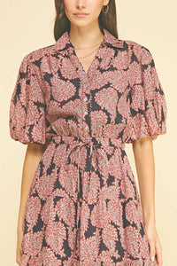 NINA - FLORAL BUTTON DOWN TIERED MIDI DRESS