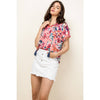 Myra-Flower Print Short Sleeve Blouse