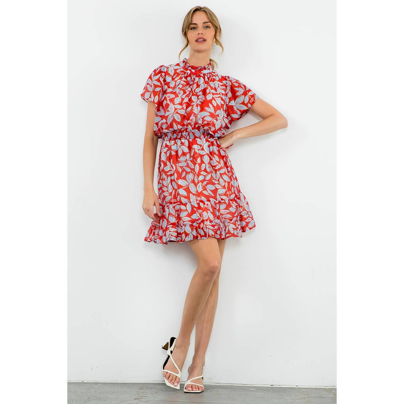 Rowena-Flutter Sleeve Print Dress