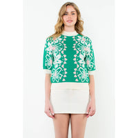 Brynn - Flower Knit Sweater Top