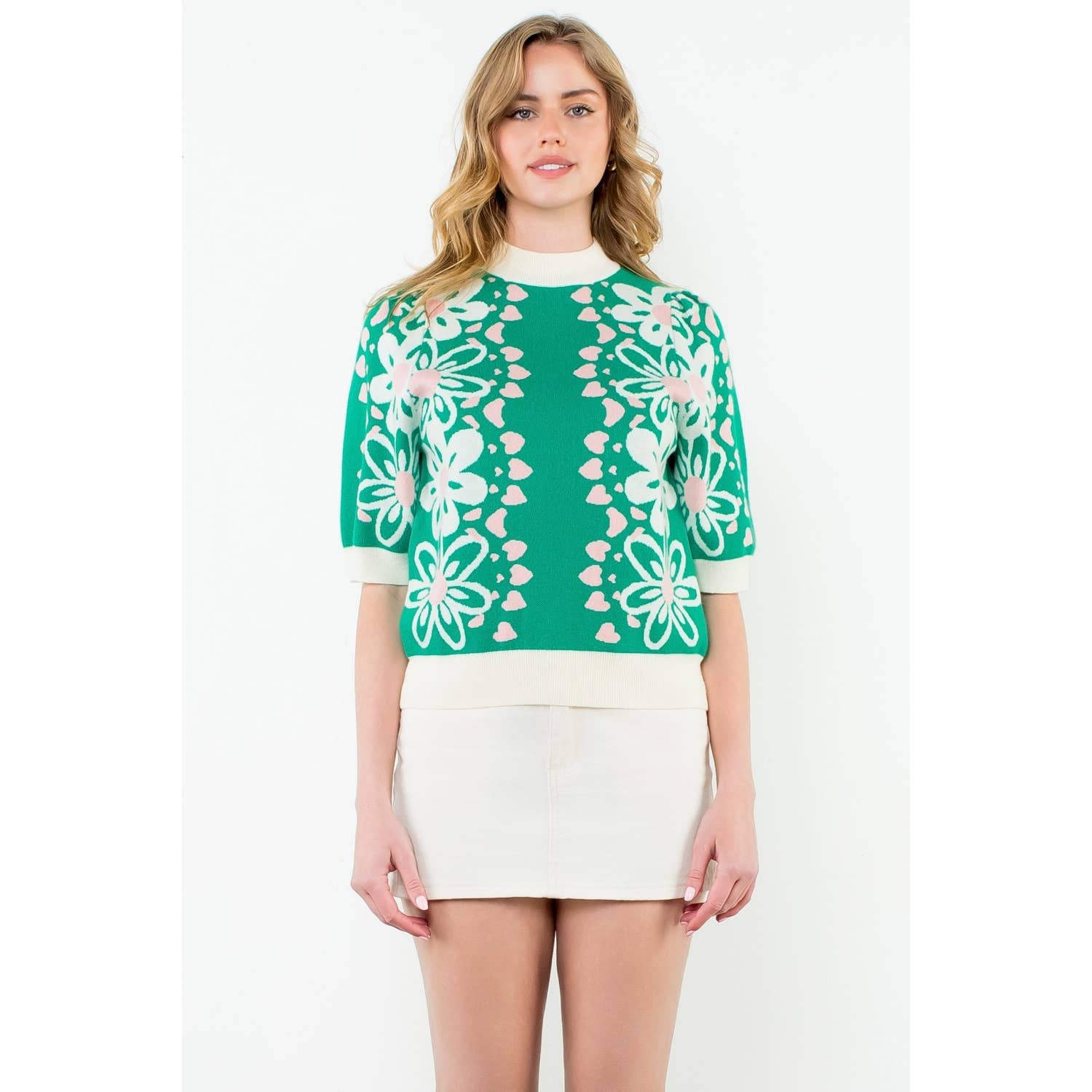 Brynn - Flower Knit Sweater Top