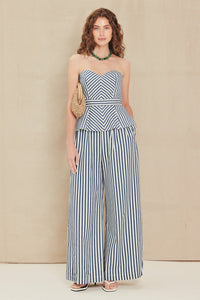 PORTSIDE STRIPE WOVEN WIDE LEG PANTS