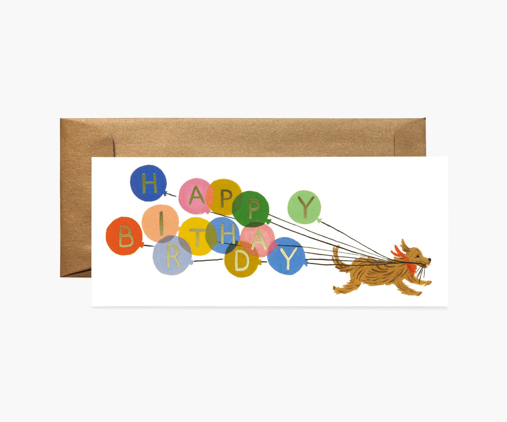 Dog with Birthday Balloons Card