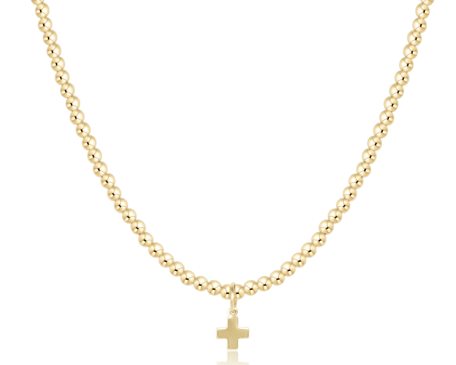 17" 3mm Classic Gold Choker Signature Cross Necklace
