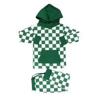Greatest Green Checker Hooded Jogger Set