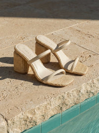 The Margaret | Beige Rattan Heel