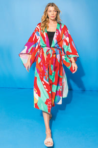 CANCUN GETAWAY SATIN MIDI KIMONO