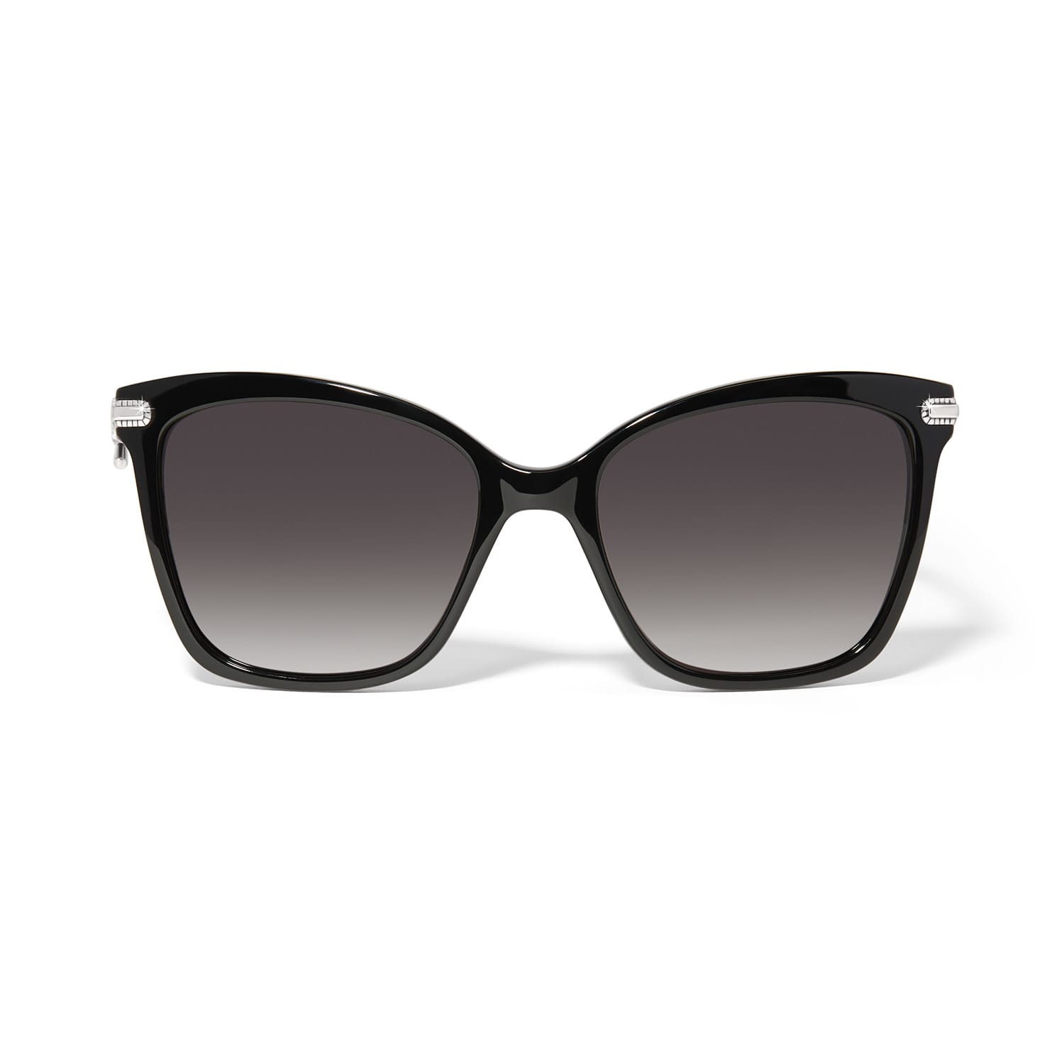 Brighton black square cat-eye sunglasses with gradient lenses and silver-tone crystal temple accents