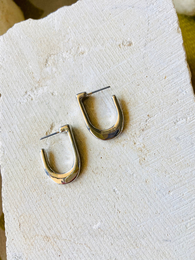 Silver Horseshoe Hoop Earrings