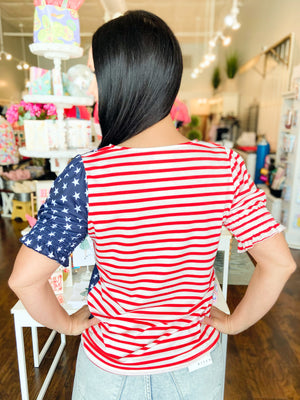 Stars and Stripes Puff Sleeve Top