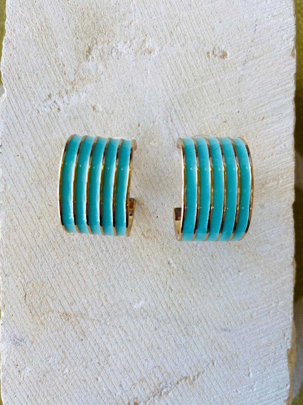 Mojito Gold Striped Hoop Earrings