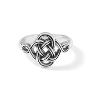Brighton ring with silver-plated interwoven Celtic knot design and polished band
