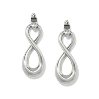Brighton drop earrings with silver-plated infinity loop design and polished finish on a white background