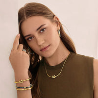 Gold Interlok Single Knot Hinged Bangle
