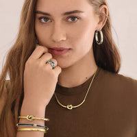 Gold Interlok Single Knot Hinged Bangle
