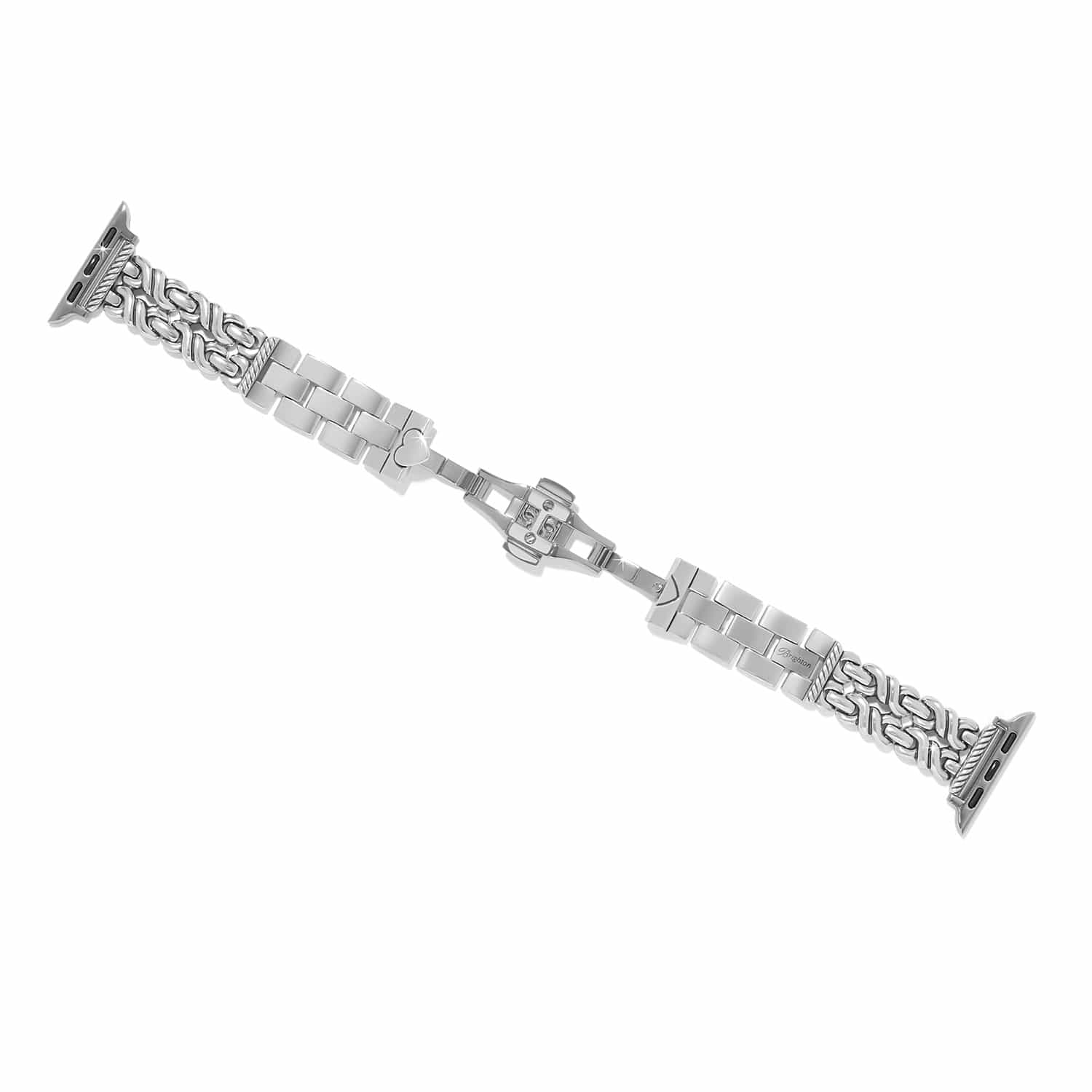 Interlok Twist Watch Band silver-plated scrollwork links with butterfly clasp