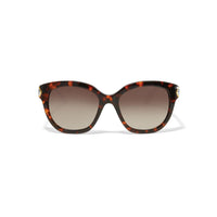 Brighton sunglasses with tortoiseshell frame, gradient brown lenses, and crystal-accented temple medallions