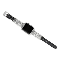 Irvine Watch Band close up view of black croco-embossed cuff design