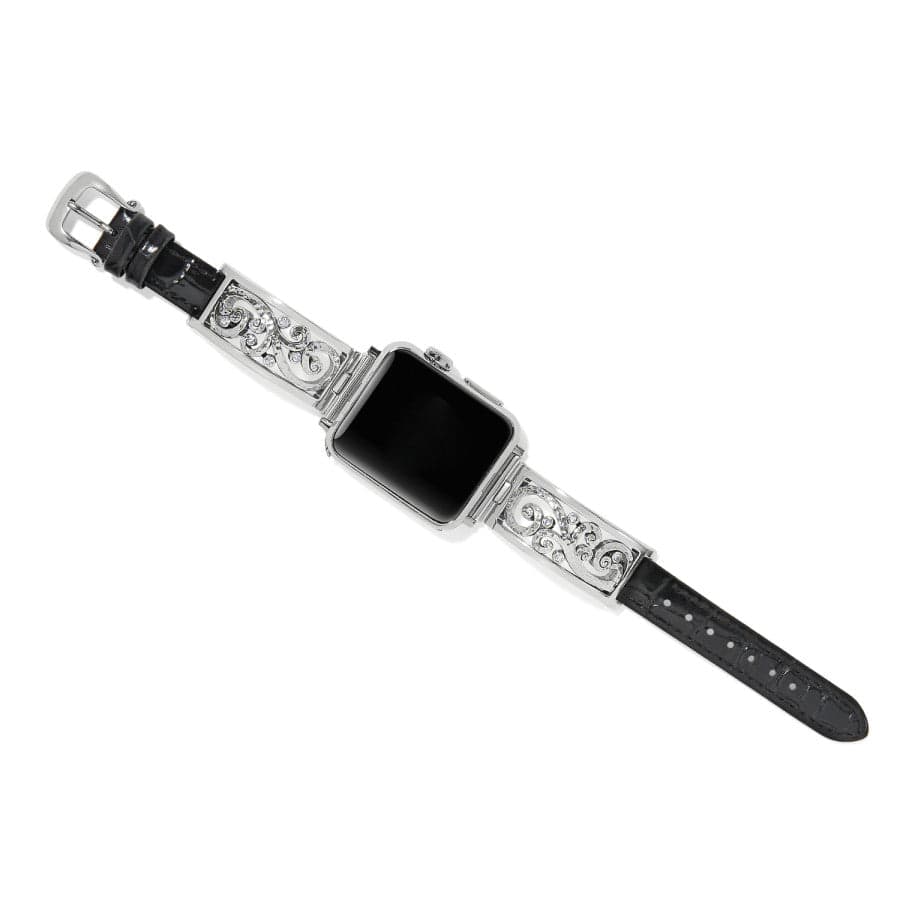 Irvine Watch Band close up view of black croco-embossed cuff design