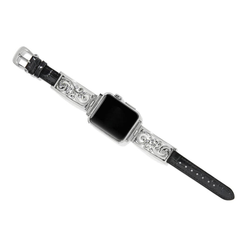 Irvine Watch Band close up view of black croco-embossed cuff design