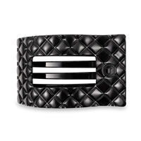Jet Black Quilted Large Flat Rectangle Hair Clip