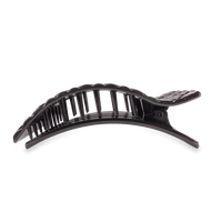Jet Black Quilted Large Flat Rectangle Hair Clip