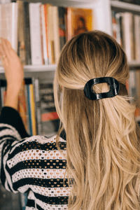 Jet Black Small Flat Round Hair Clip