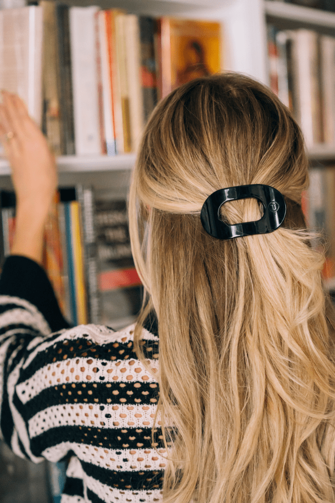 Jet Black Small Flat Round Hair Clip